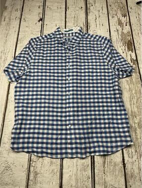 Tommy Bahama Mens Button-down Shirt Short Sleeve Blue checkered XL